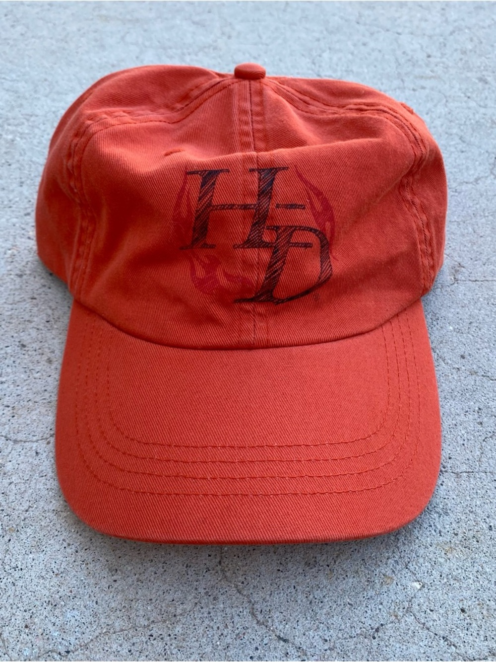 Vintage Harley Davidson Hat 6-Panel Orange Motorcycle Biker